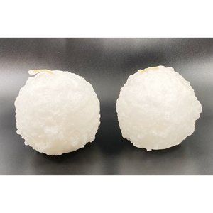New PartyLite Snowball 3 1/2 inch White Candles Q3510 Pair of 2 Retired With Box